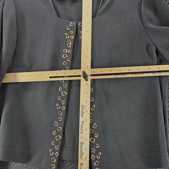 Cynthia Howie Womens Blazer Black Size 12 100% Polyester Long Sleeve One Clasp - Picture 3 of 12